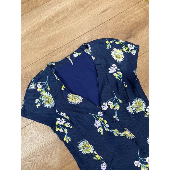 Free People Lost In You Midi Dress High Low Maxi Floral Navy Medium - Picture 3 of 7